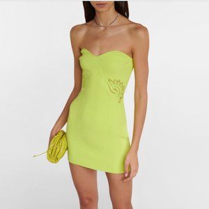 SELF-PORTRAIT Lace-etrimmed ribbed-knit minidress